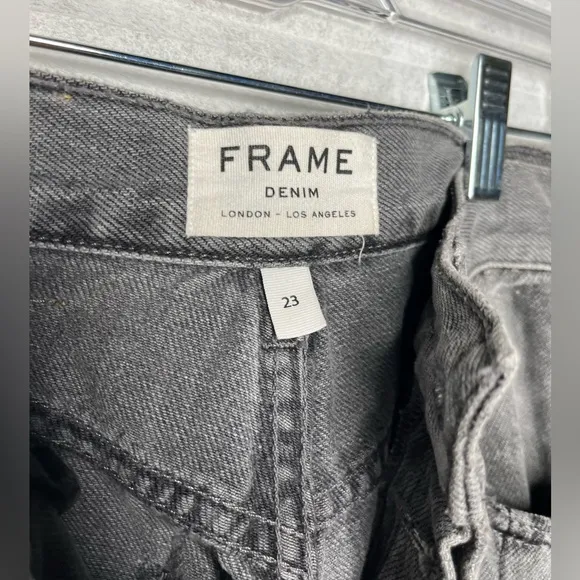 FRAME Nouveau Le Mix GrayCropped Jeans Ankle Designer TwoTone Fray Size 23