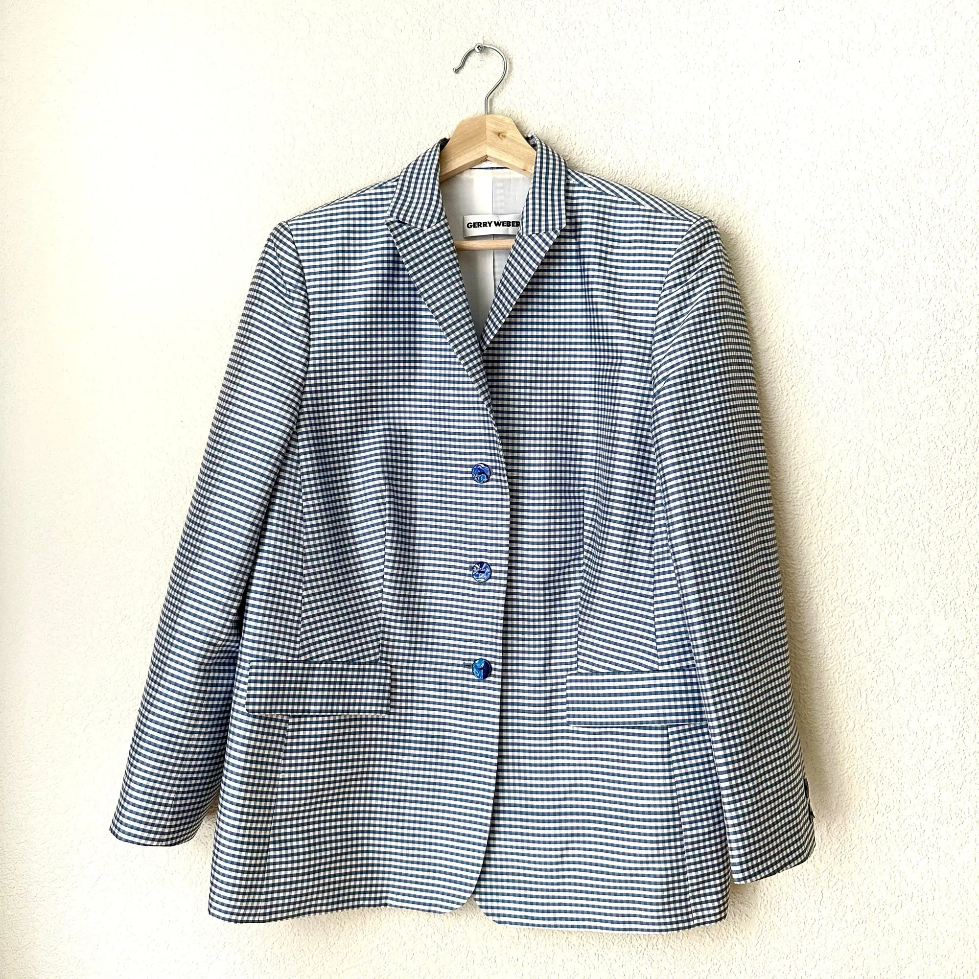 Gingham Checked Silk Blazer - size EU42