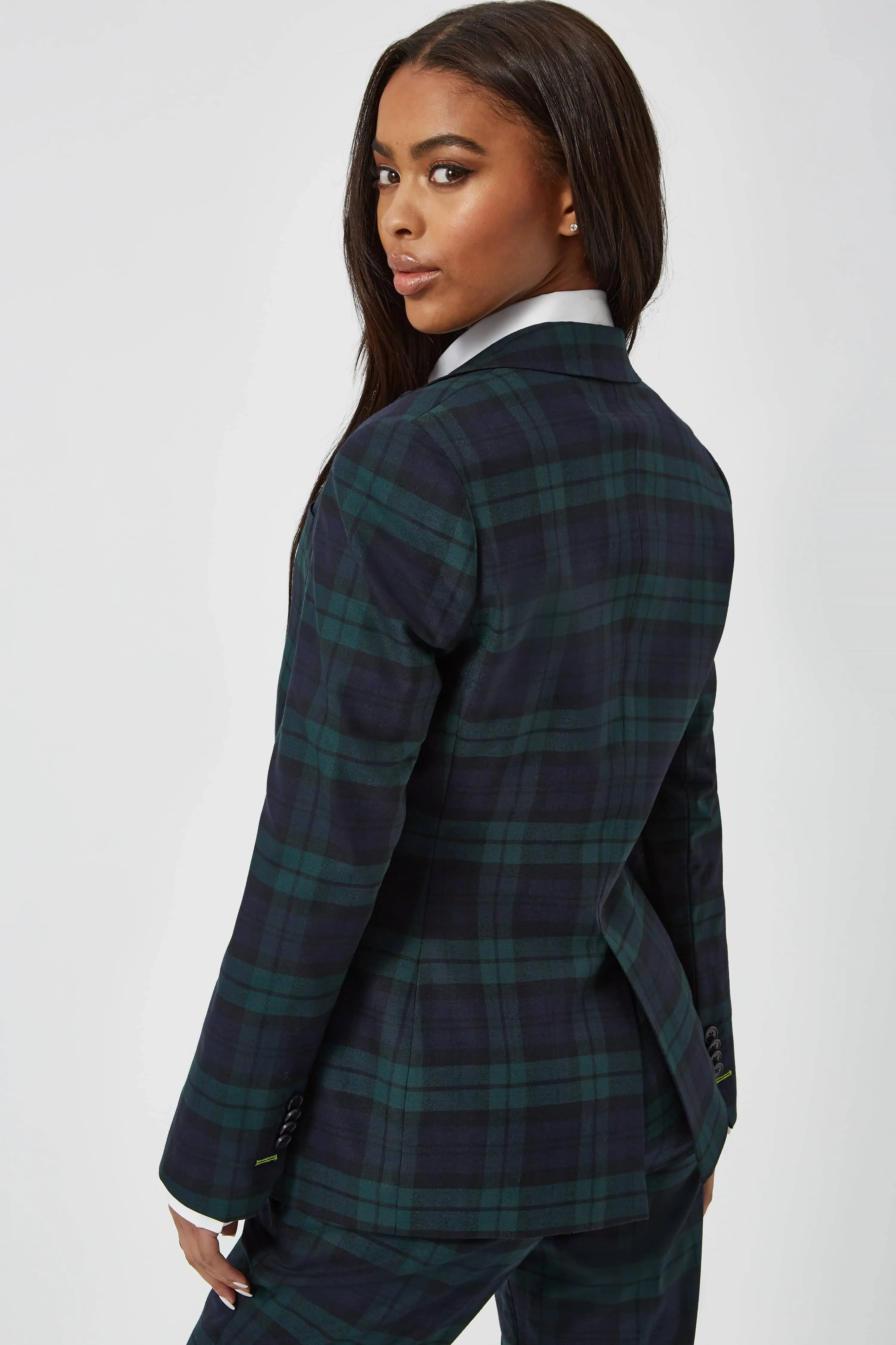 Grace Skinny Fit Green Tartan Jacket
