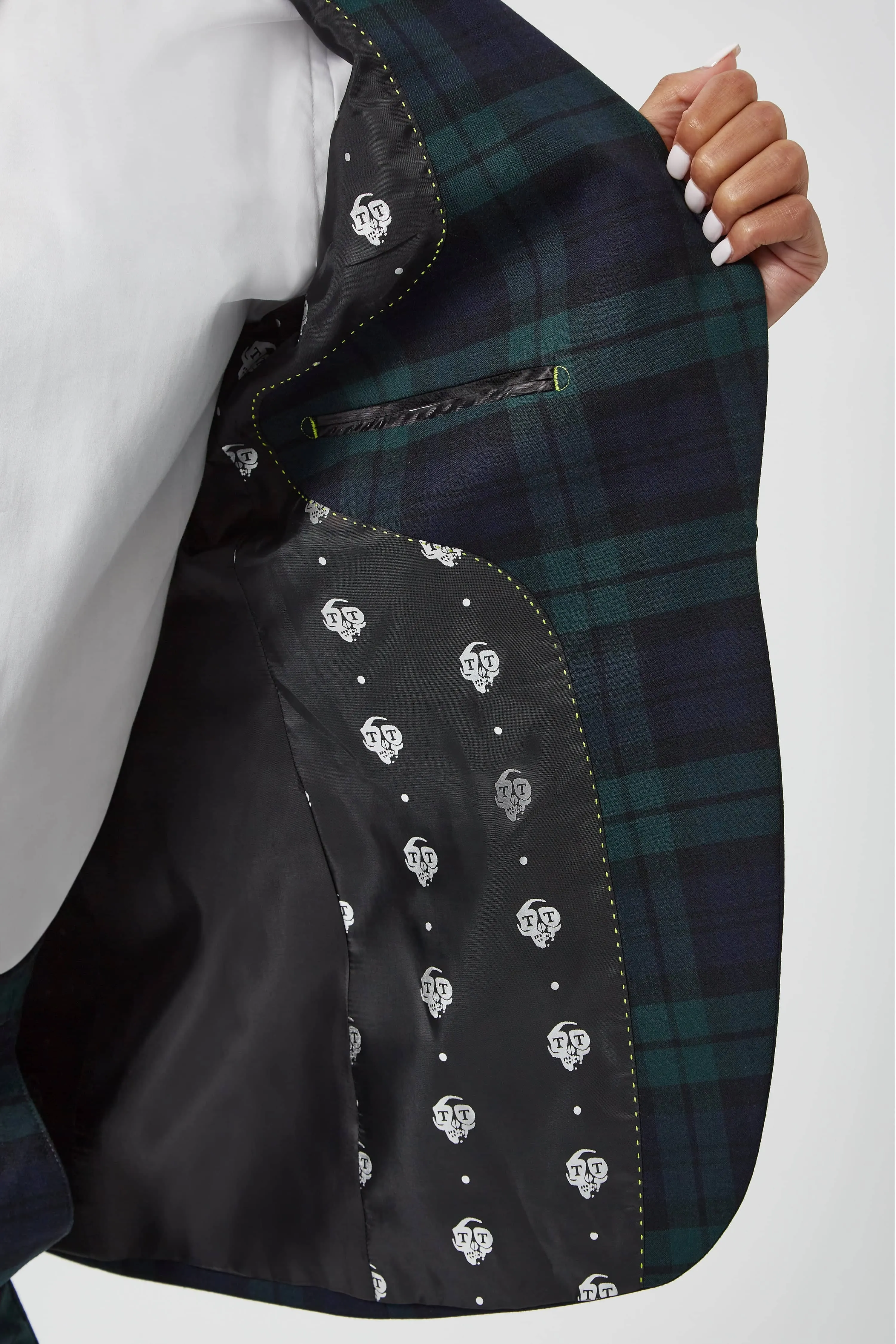 Grace Skinny Fit Green Tartan Jacket