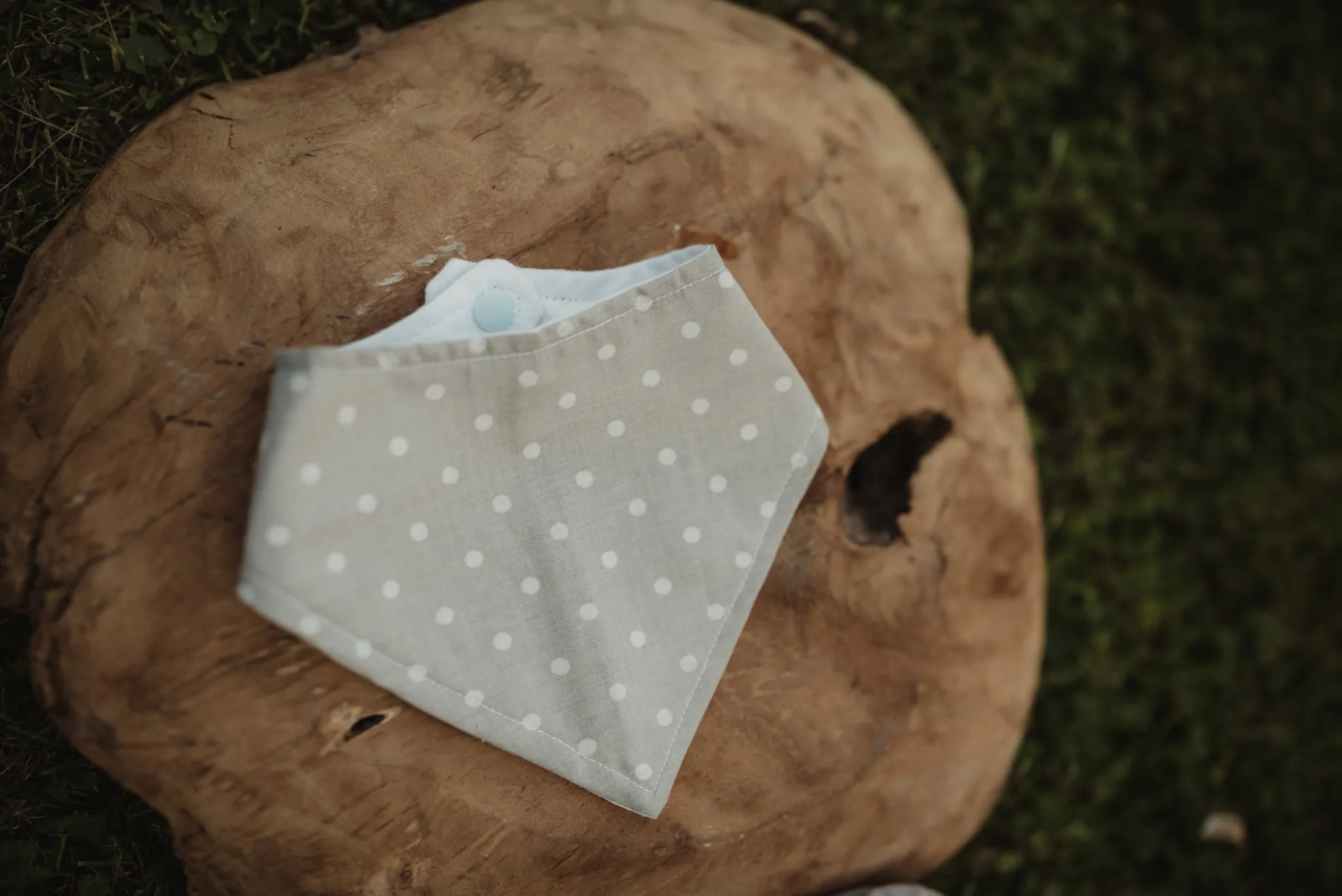 Gray and White Dots Baby Bib