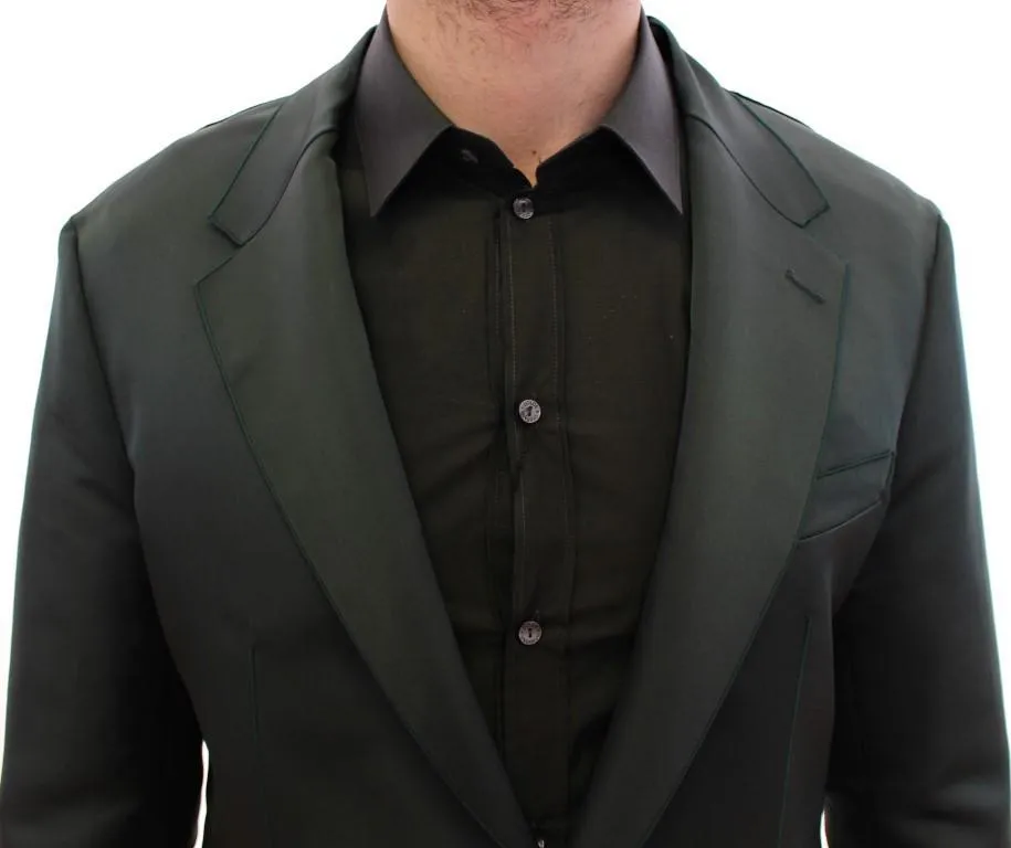 Green silk slim fit blazer