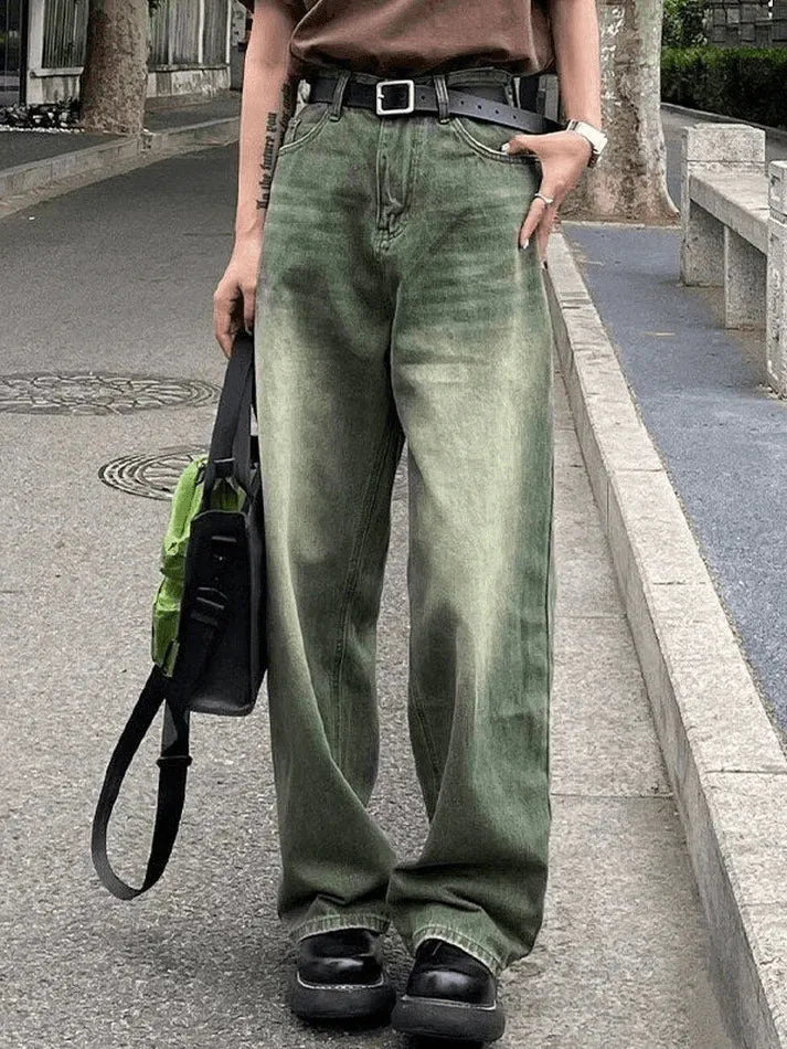 Green Vintage Faded Boyfriend Jeans
