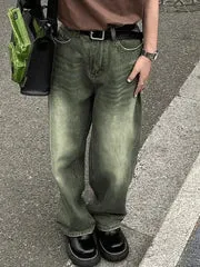 Green Vintage Faded Boyfriend Jeans