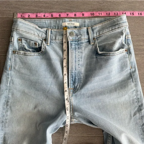 GRLFRND Denim Kendal Jeans Live Fast 27 High Rise Skinny Raw Hem Light Wash