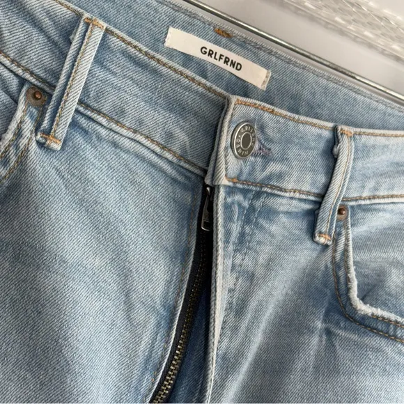 GRLFRND Denim Kendal Jeans Live Fast 27 High Rise Skinny Raw Hem Light Wash