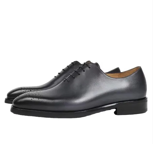 Handmade Black Calfskin Leather Oxford Tuxedo Shoes