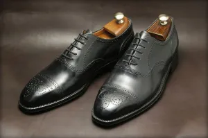 Handmade Brogue Oxfords Black Leather Dress Shoes