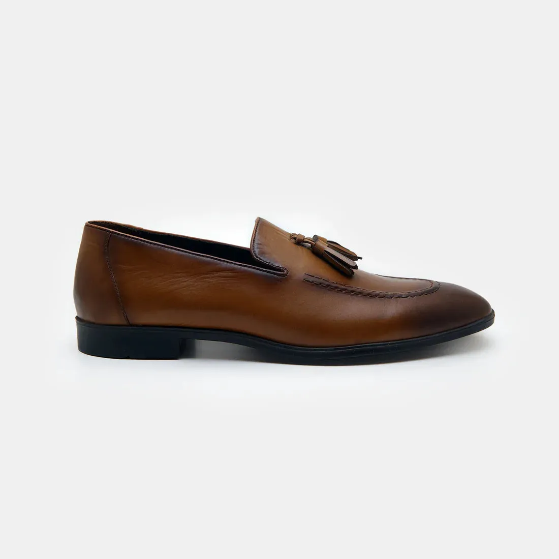 Handmade Brown Leather Tassel Moccasins for Men
