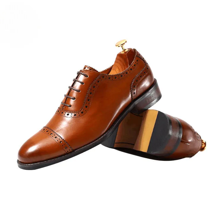 Handmade Cow Leather Brogue Shoes for Men