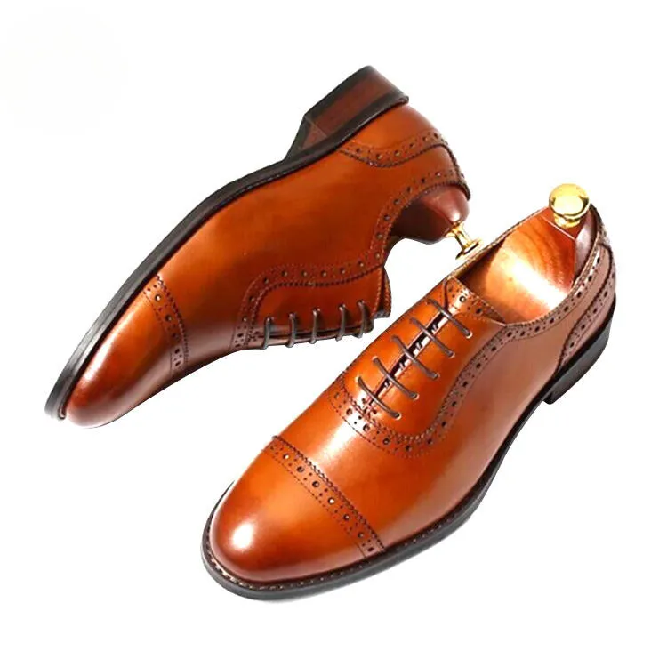 Handmade Cow Leather Brogue Shoes for Men