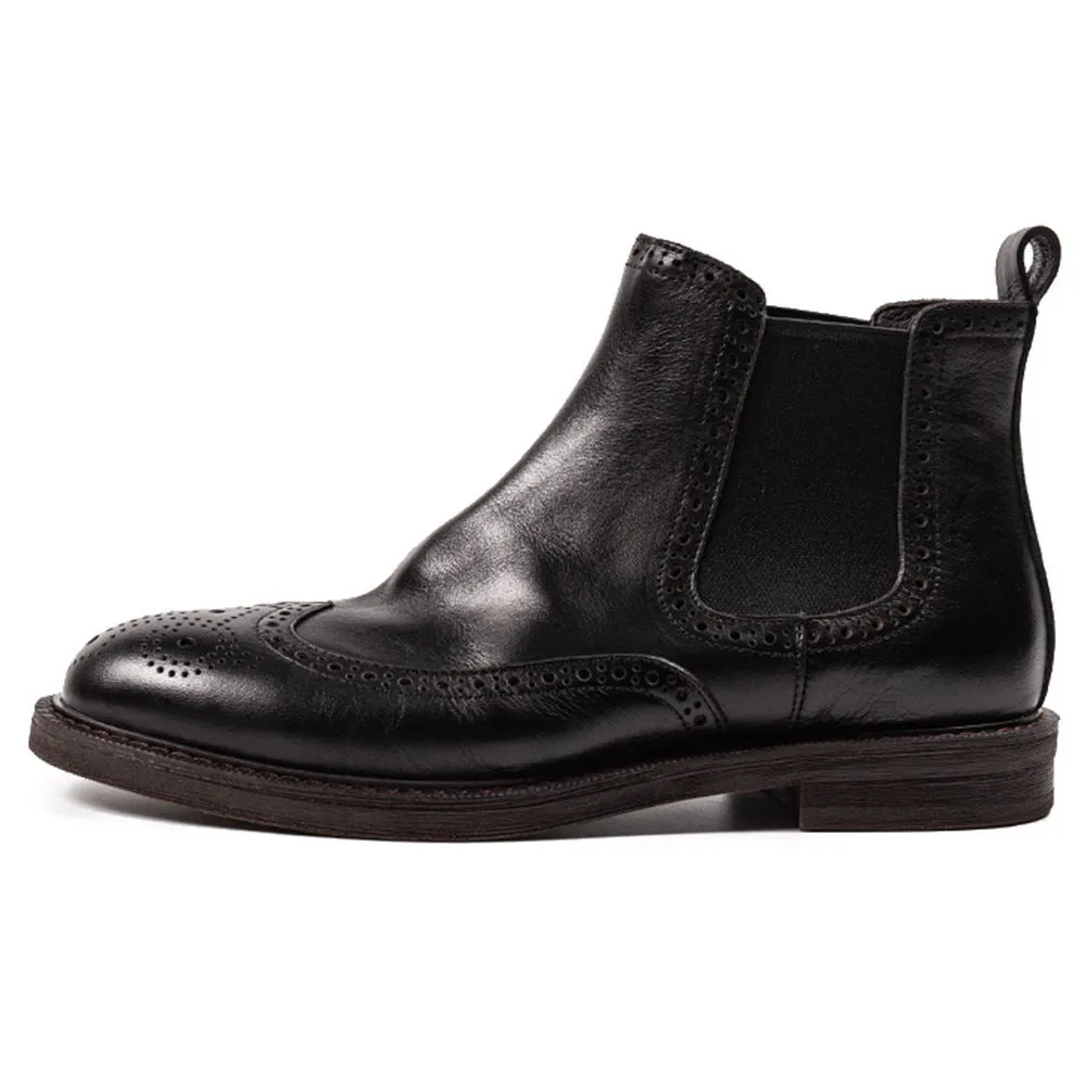 Handmade Full Grain Leather Brogue Chelsea Boots