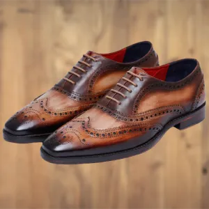 Handmade Two-Tone Wingtip Brogue Dress Shoes for Men