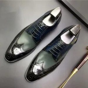 Handmade Wing Tip Brogue Lace Up Business Shoes for Men