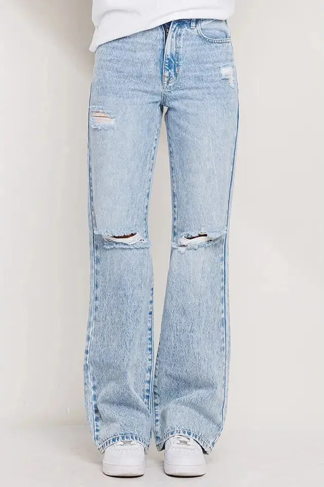 High Rise Acid Wash Straight Jean