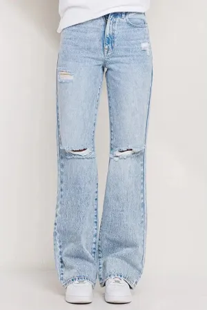 High Rise Acid Wash Straight Jean