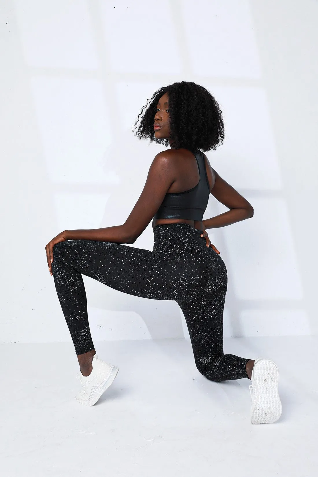 High Waist DIVA Active Silver Glitter Leggings