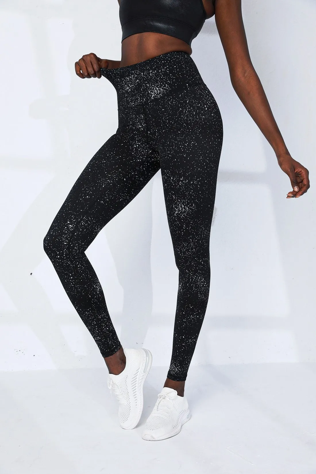 High Waist DIVA Active Silver Glitter Leggings