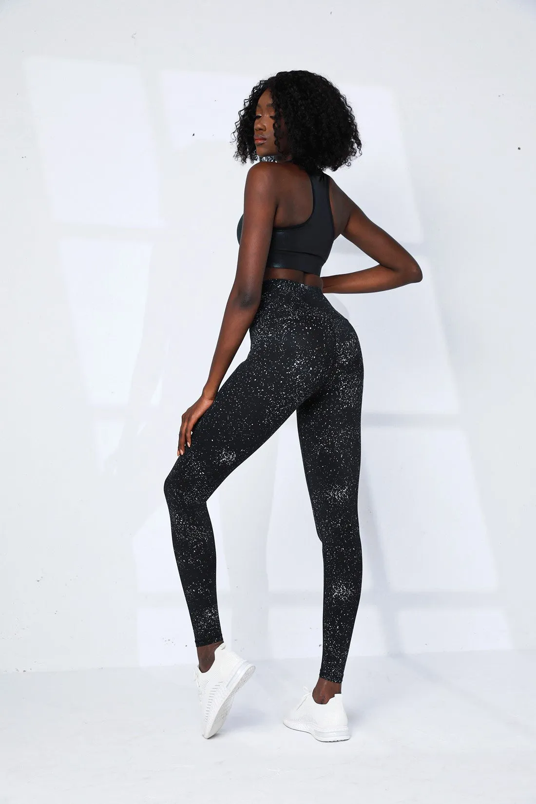 High Waist DIVA Active Silver Glitter Leggings