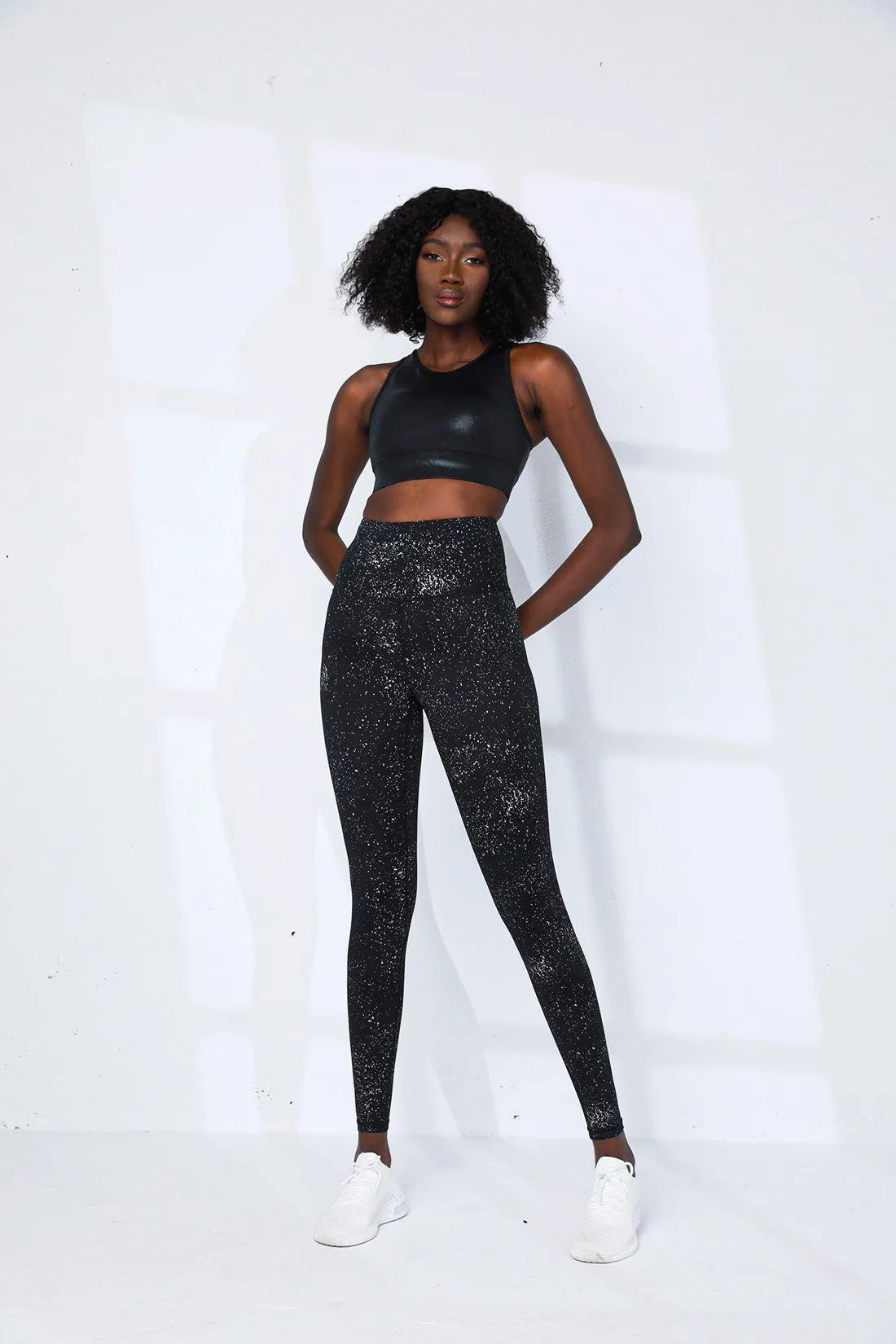 High Waist DIVA Active Silver Glitter Leggings