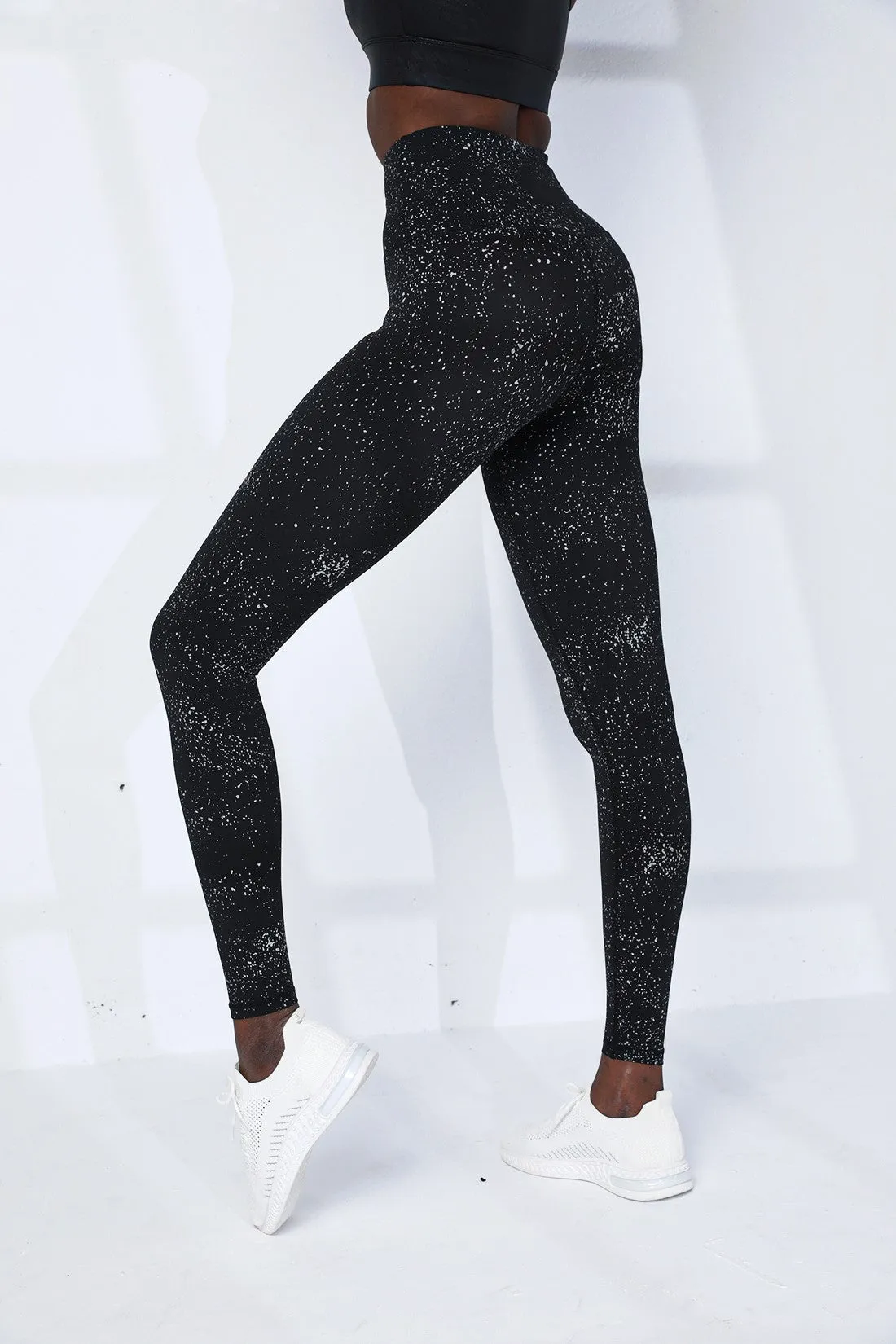 High Waist DIVA Active Silver Glitter Leggings