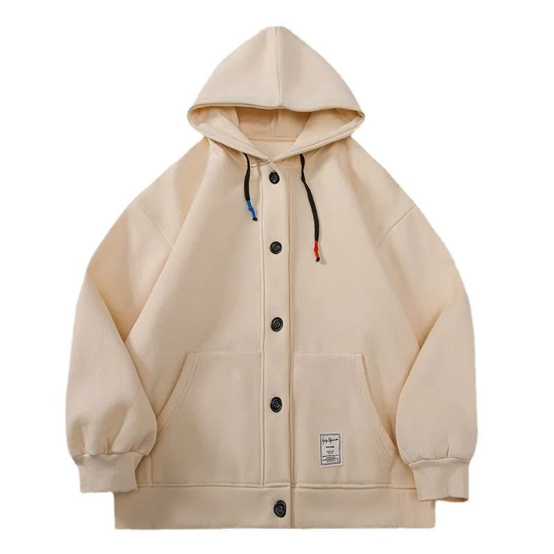 Hoodies Men Sweatshirts Single Breasted Cardigan Coat Hooded
