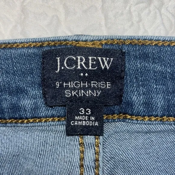 J. Crew High Rise Raw Hem Distressed‎ Skinny Jeans
