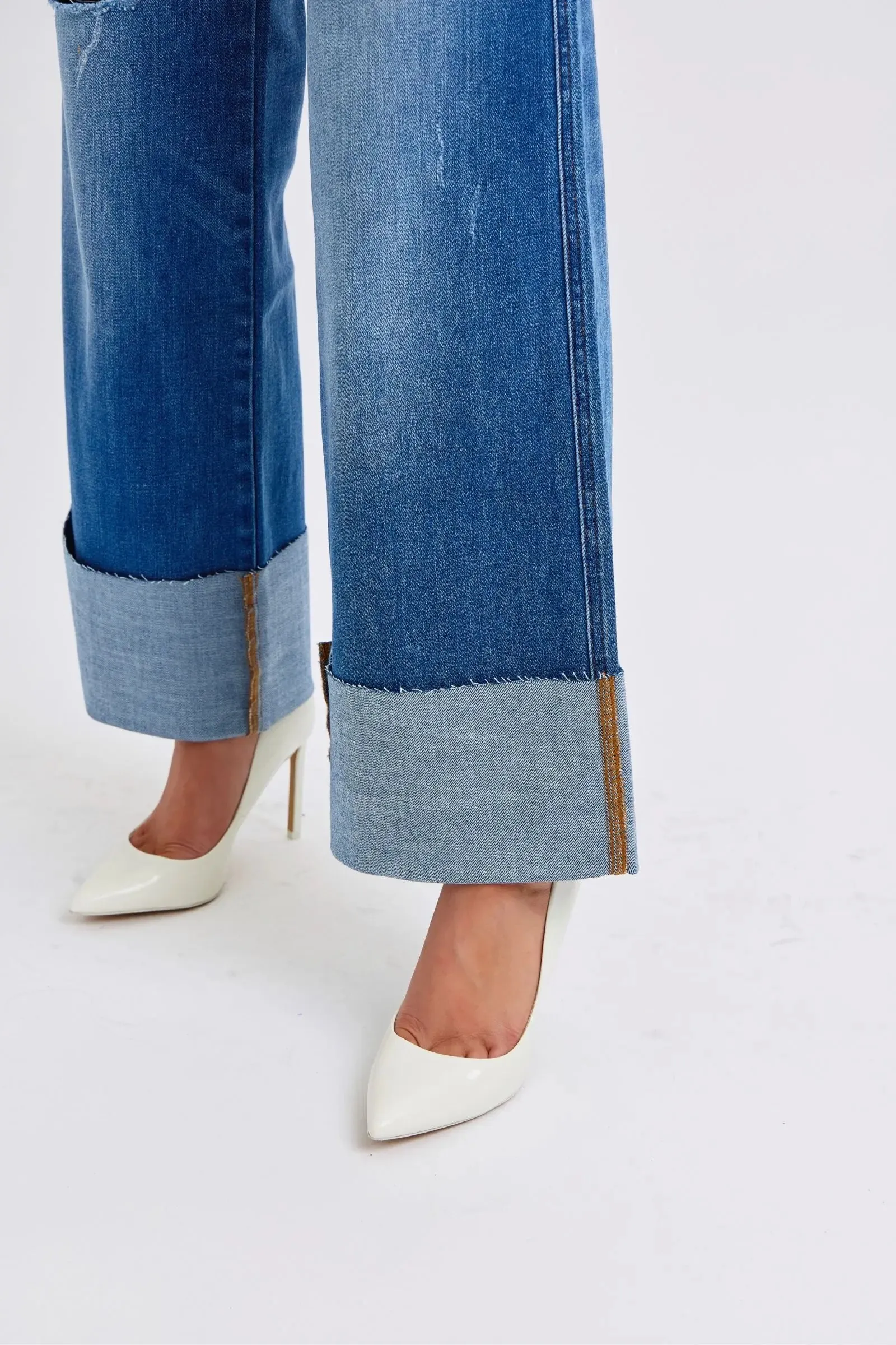 Judy Blue Full Size Distressed Wide Leg Jeans