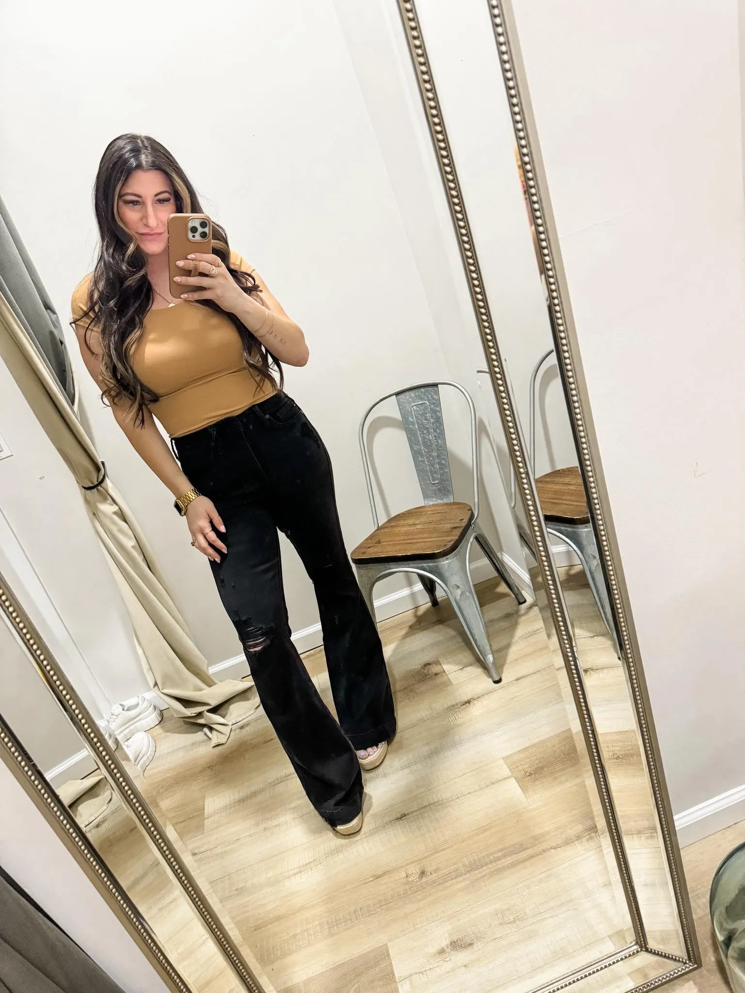 Judy Blue Full Size High Waist Distressed Flare Jeans