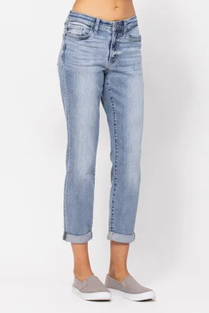 Judy Blue Midrise Bleach Boyfriend Denim