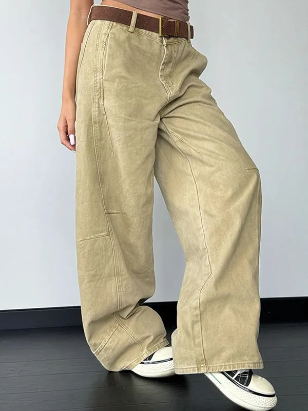 Kamel Vintage Designer Machete Weite Bein Boyfriend Jeans