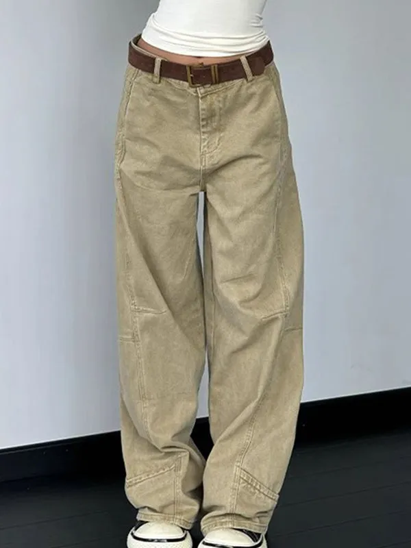 Kamel Vintage Designer Machete Weite Bein Boyfriend Jeans