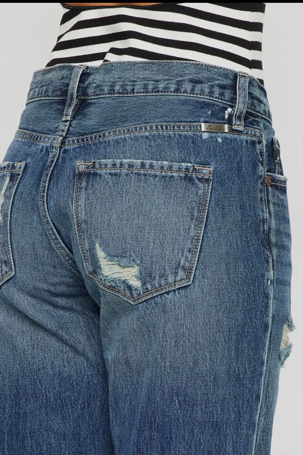 KanCan Distressed Boyfriend Cuffed Cropped Jeans