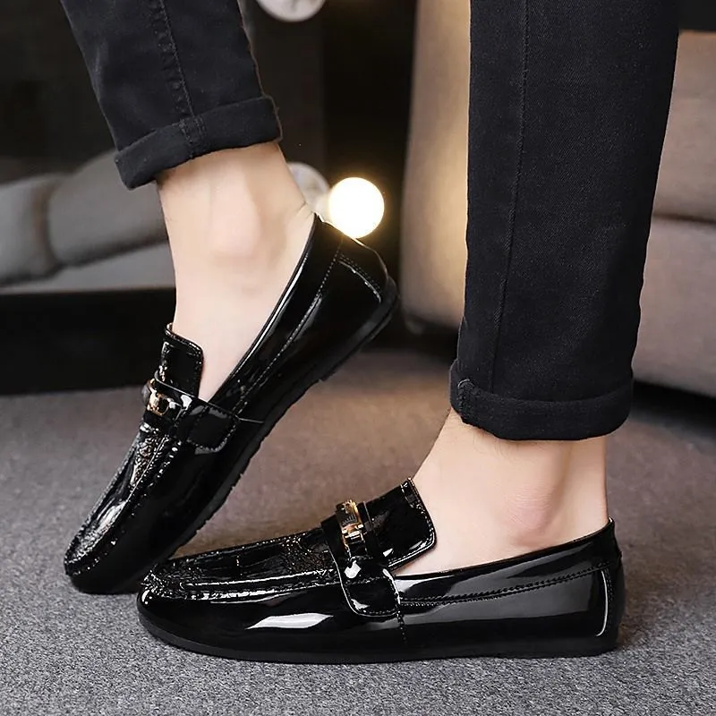 Korean style trendy moccasins men's casual leather shoes