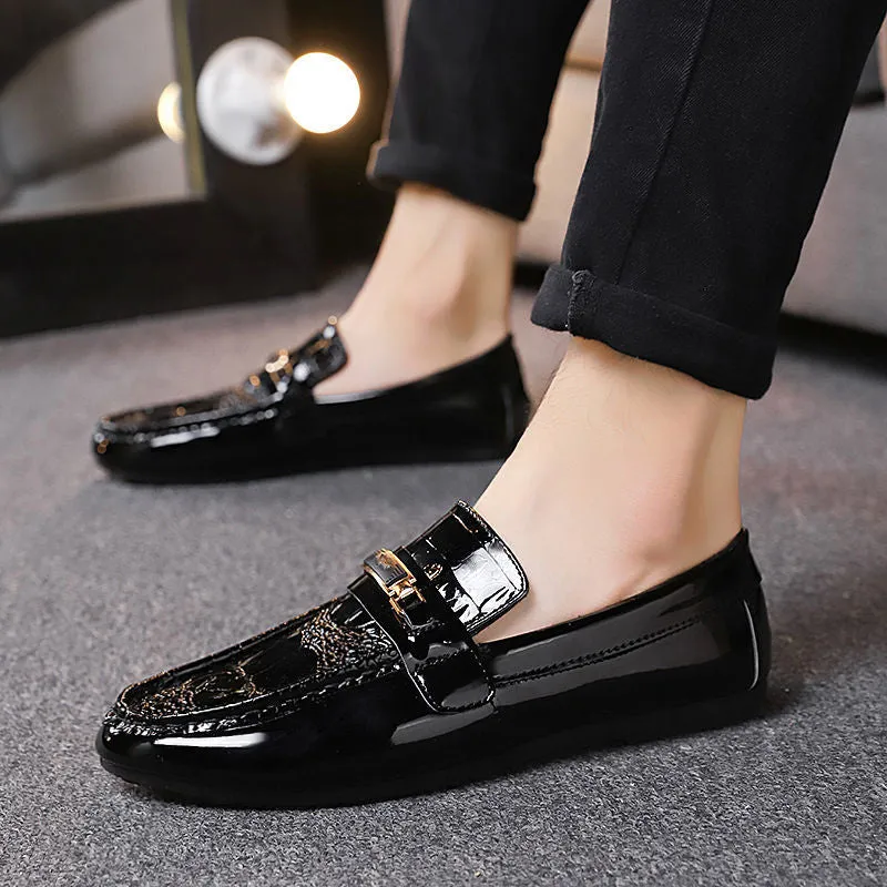 Korean style trendy moccasins men's casual leather shoes
