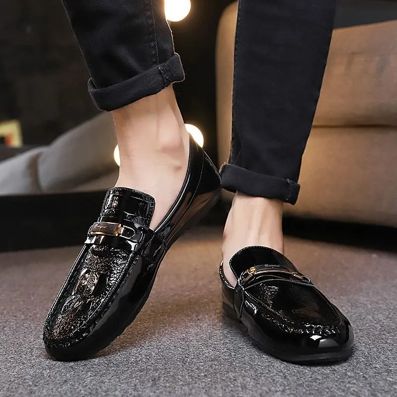 Korean style trendy moccasins men's casual leather shoes