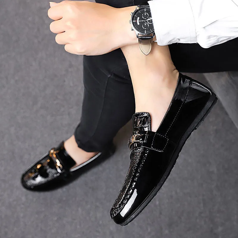 Korean style trendy moccasins men's casual leather shoes