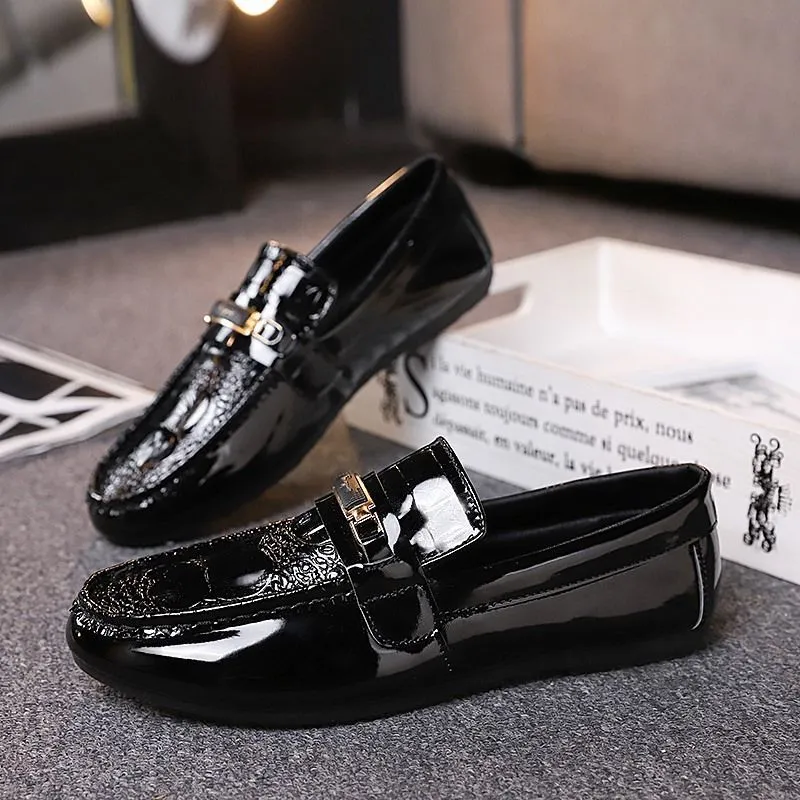 Korean style trendy moccasins men's casual leather shoes