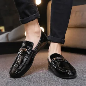 Korean style trendy moccasins men's casual leather shoes