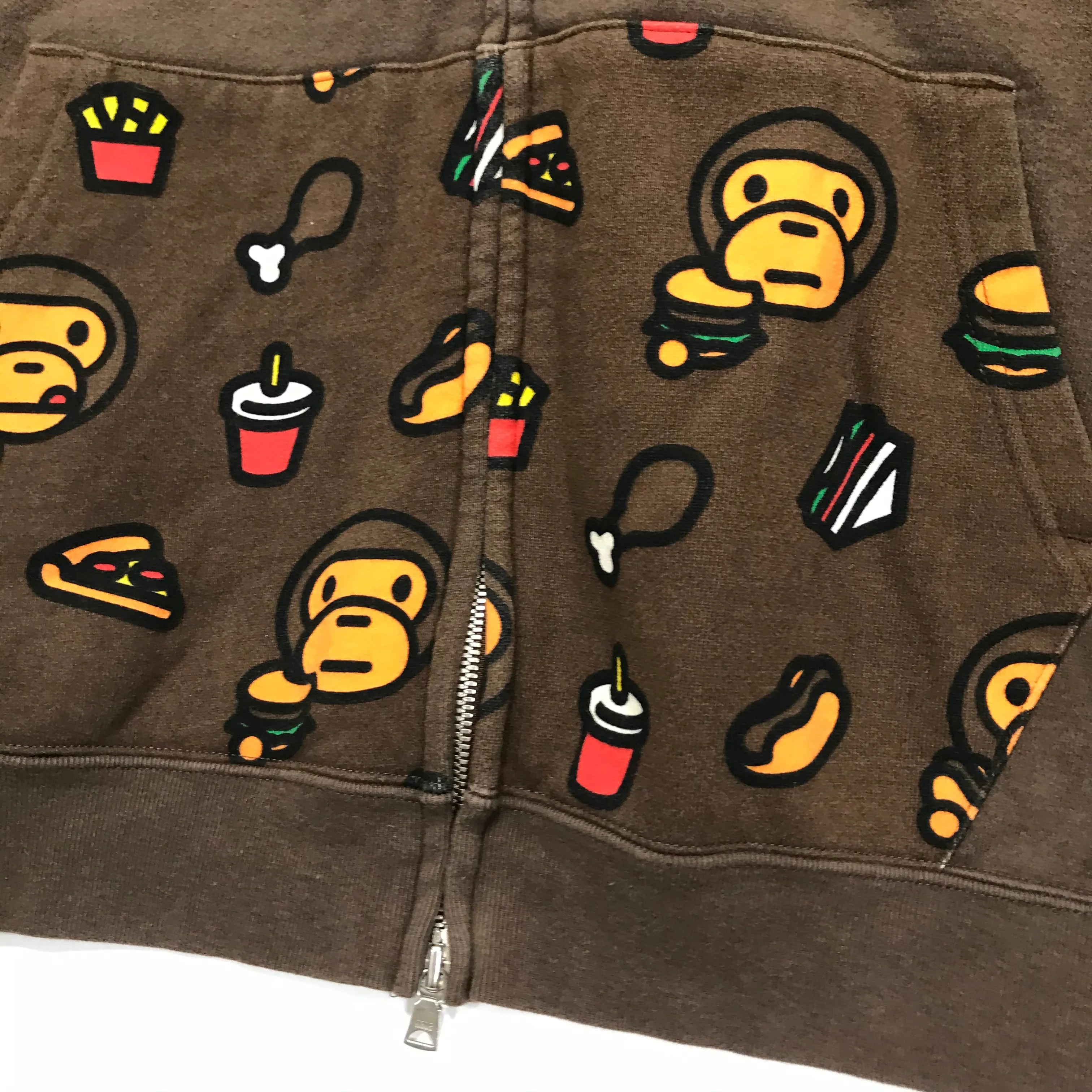 [L] A Bathing Ape Bape Baby Milo Junk Food Full Zip Hoodie Brown