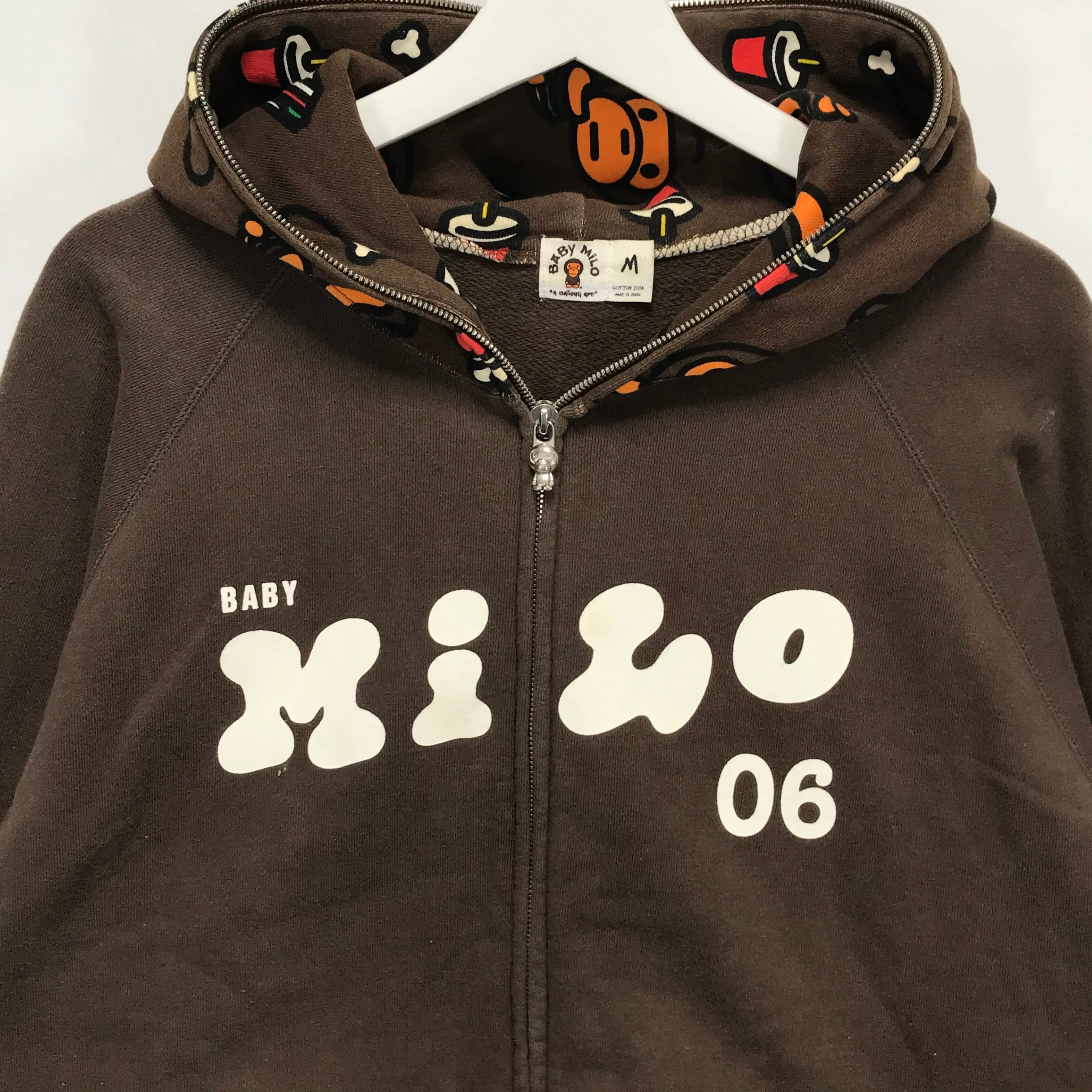 [L] A Bathing Ape Bape Baby Milo Junk Food Full Zip Hoodie Brown
