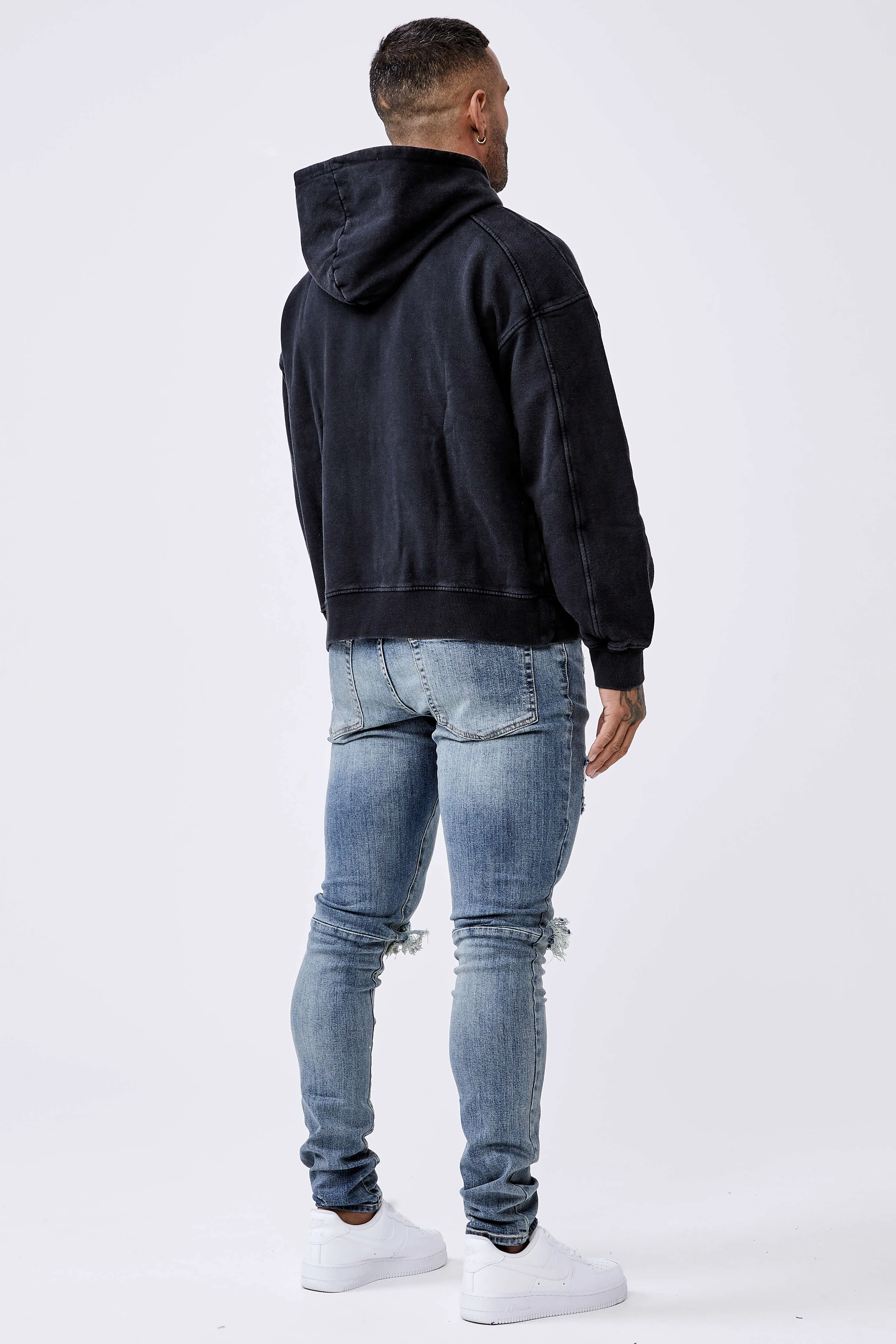 Legend* Basics Zip Through Hoodie - Washed Grey
