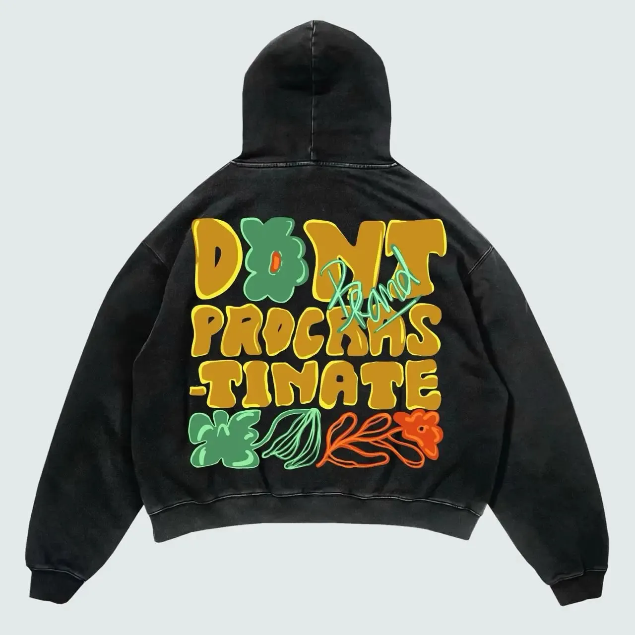 Letter Print Hoodies Men Graphic Top American Oversized Streetwear