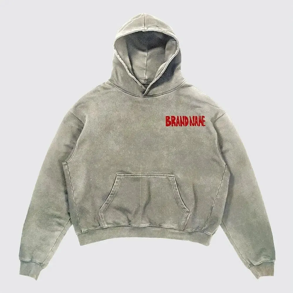 Letter Print Hoodies Men Graphic Top American Oversized Streetwear
