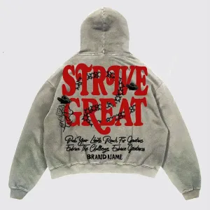 Letter Print Hoodies Men Graphic Top American Oversized Streetwear