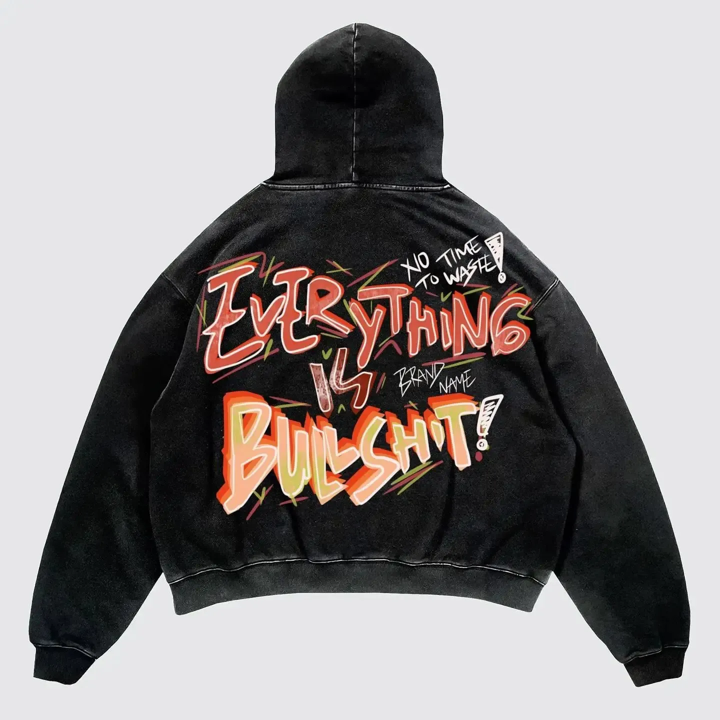 Letter Print Hoodies Men Graphic Top American Oversized Streetwear