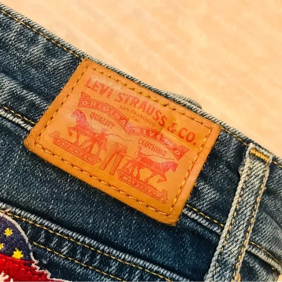 Levi’s Montana Sky Riders Patchwork Dostressed Jeans Women’s Size 31 12 Large