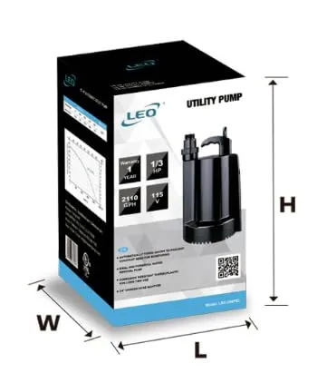 LIVEVIE Leo Pump Auto Utility Pump 1-1/2Inch Water Detection, 1/4Inch Water Level Control, 1Inch NPT Discharge with 3/4Inch Garden Hose Check Valve Adapter, LSC-255PEL
