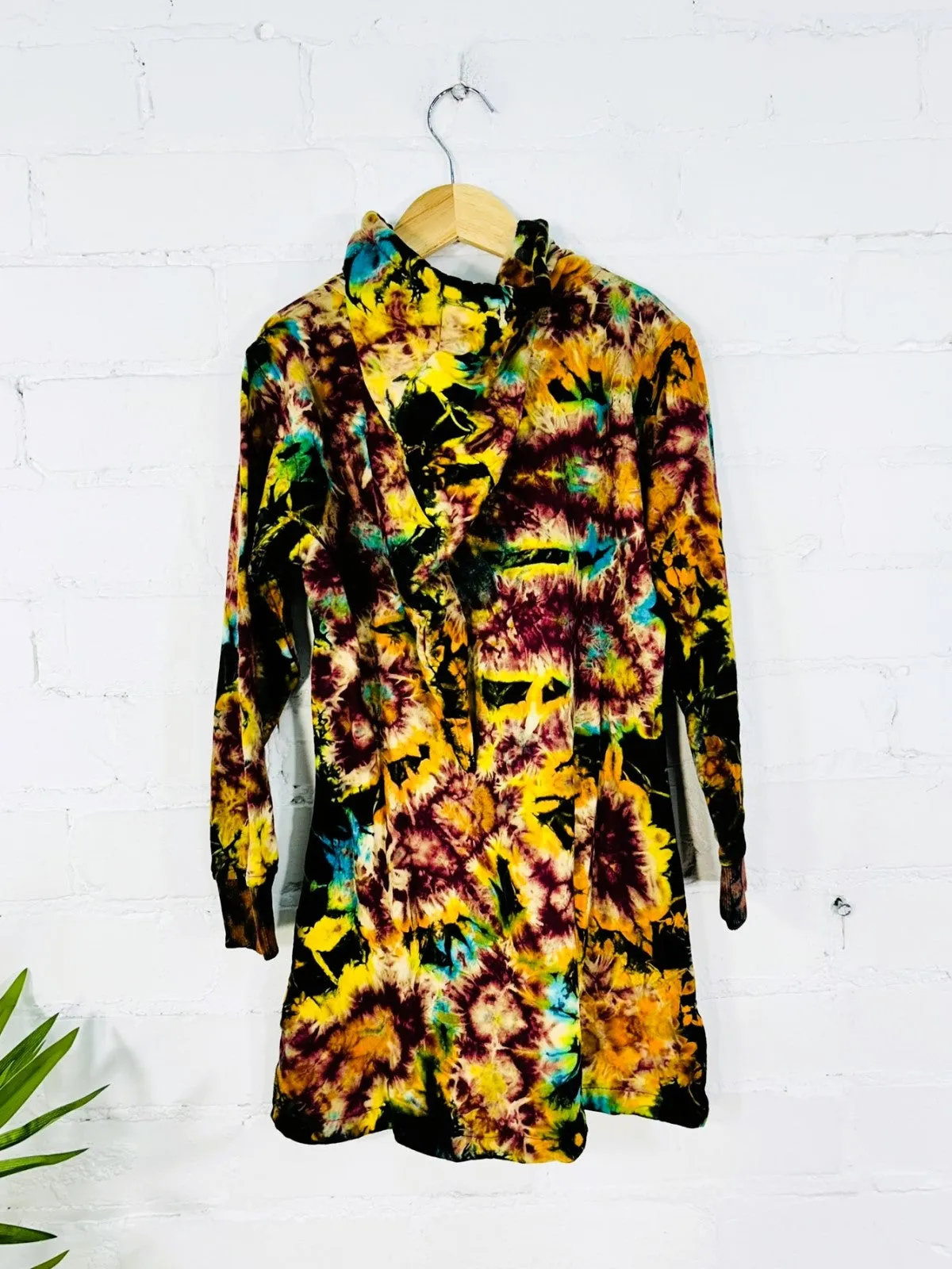 Long Zip Tie Dye Hood Top