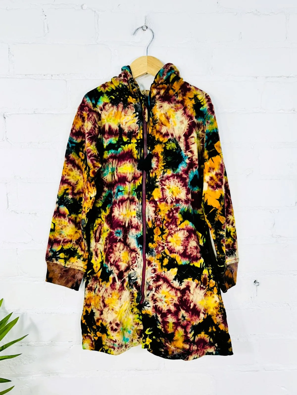 Long Zip Tie Dye Hood Top